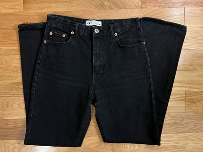 Zara Black High Waisted Straight Cut Jeans