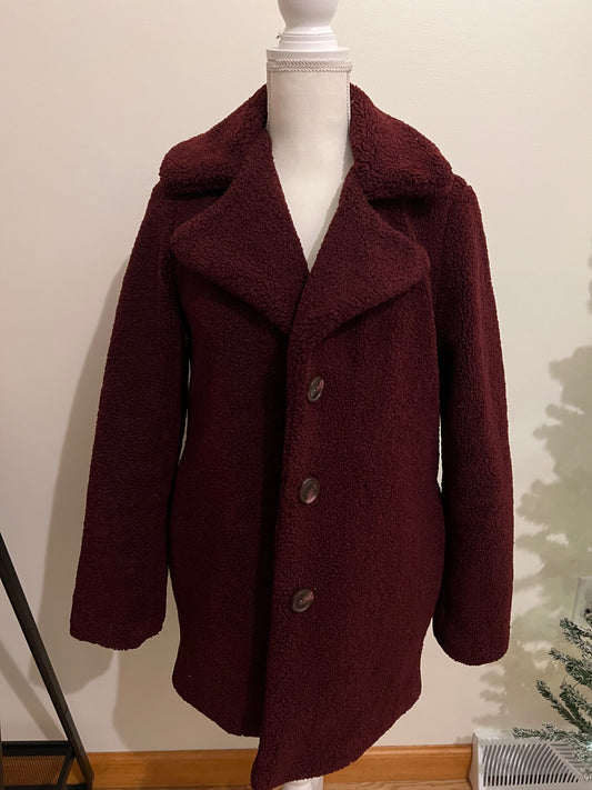 Laundry by Shelli Segal Burgundy Teddy Coat