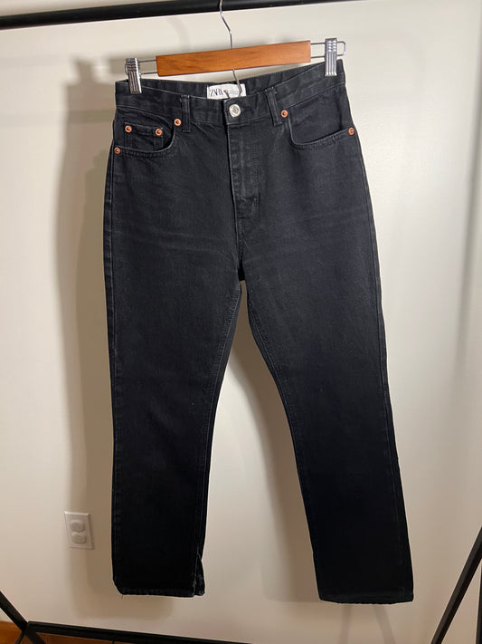 Zara Black High Waisted Straight Cut Jeans