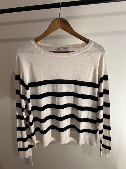 Zara Black & White Striped Long Sleeve