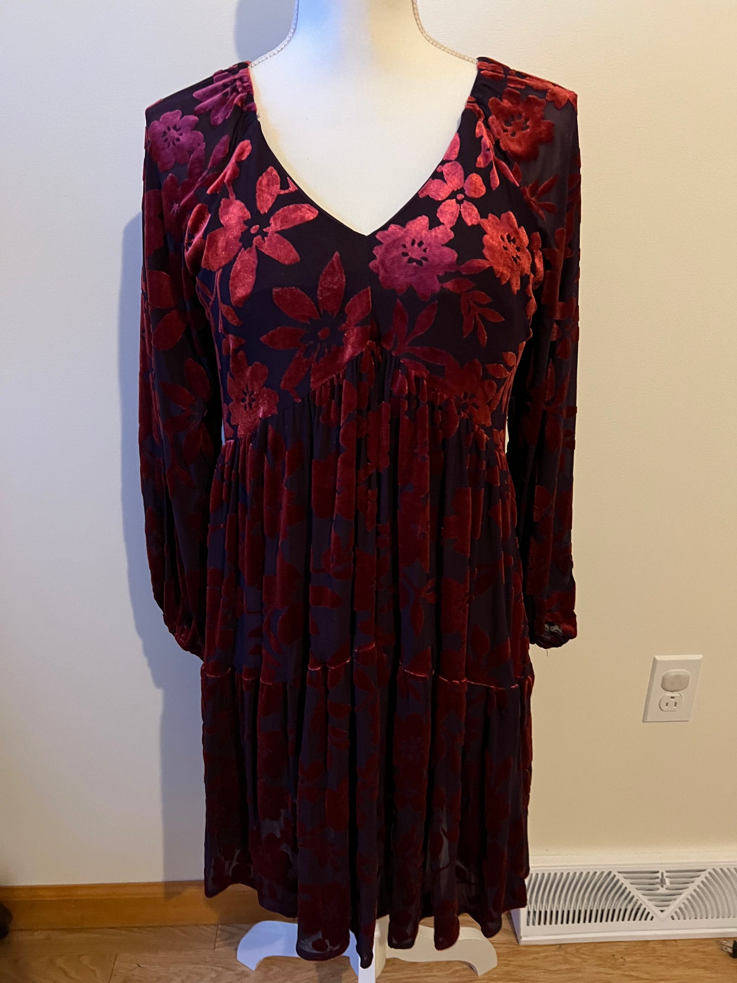 Velvet Floral Tiered Dress