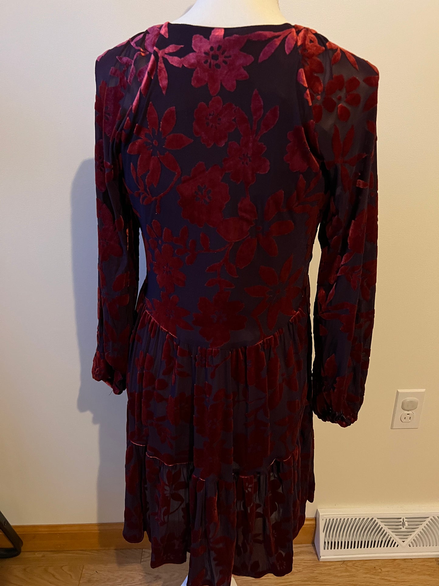 Velvet Floral Tiered Dress